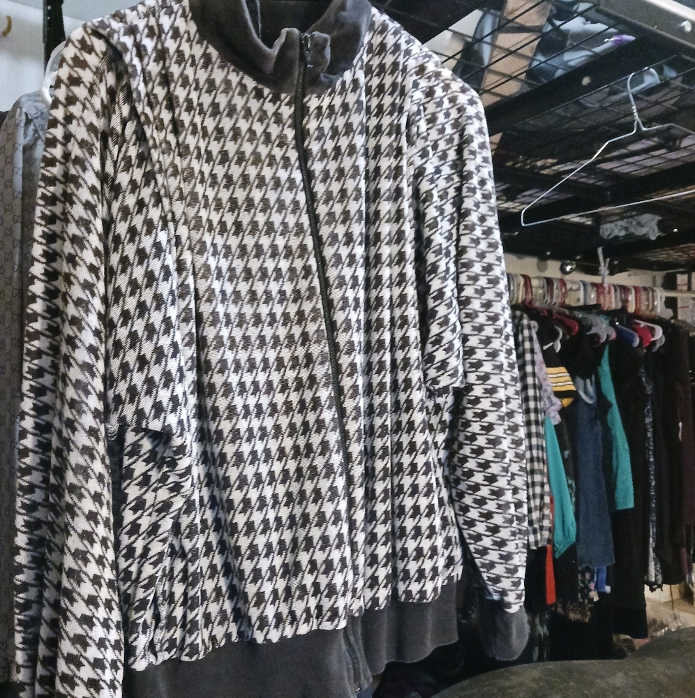 Houndstooth Bomber Jacket - Black & White